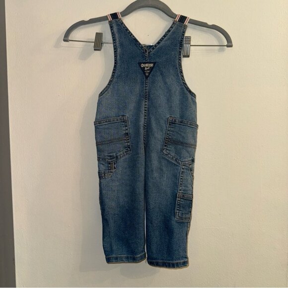 Oshkosh Bgosh Babies 24M Denim Snap Down Bottoms Overalls - Picture 3 of 4